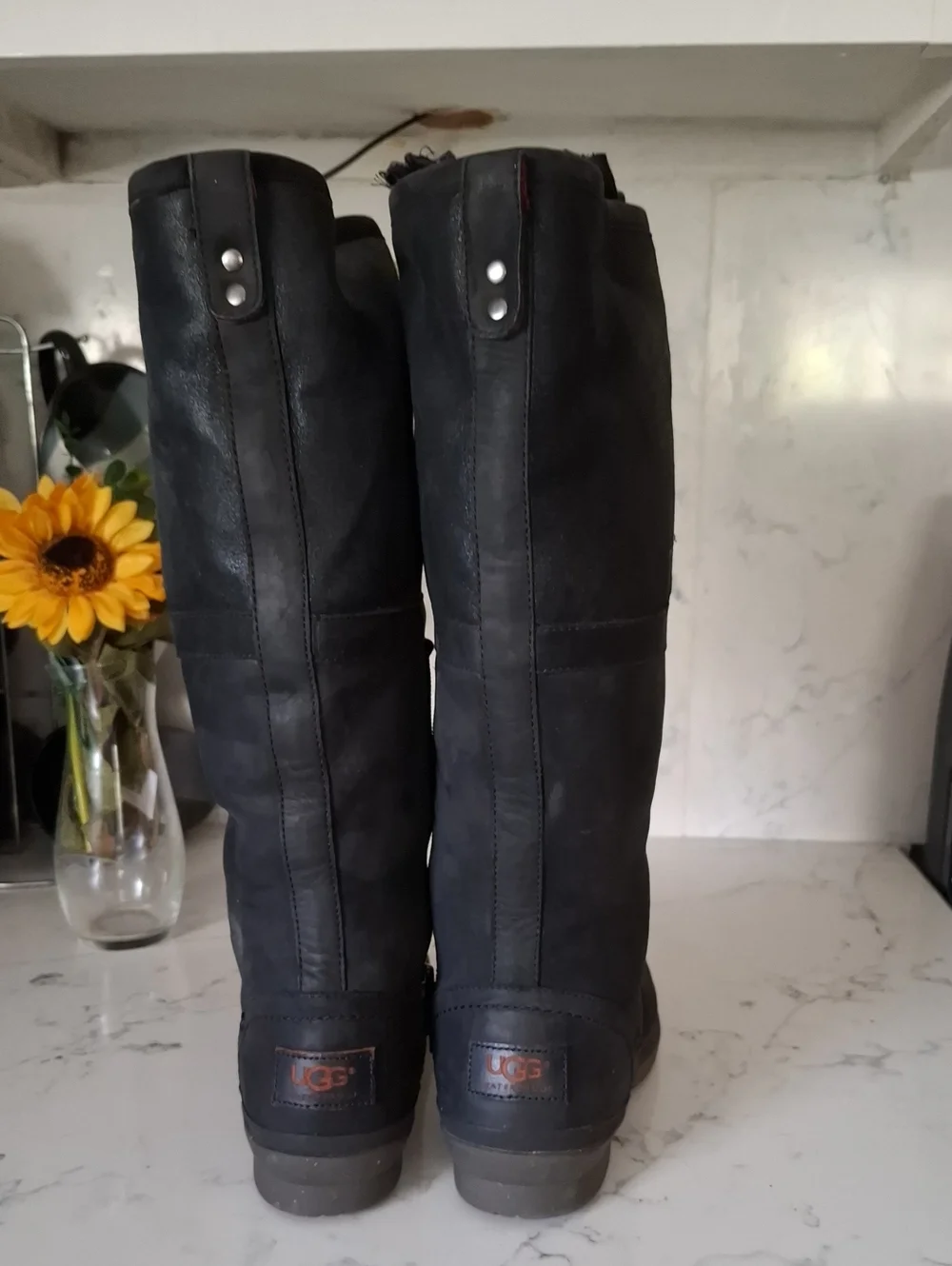 Ugg Waterproof Black Women's Lace-Back Tall Riding Boots